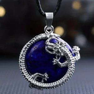 Lapis Lazuli Natural Stone Dragon Pendant Healing Gemstone Necklace